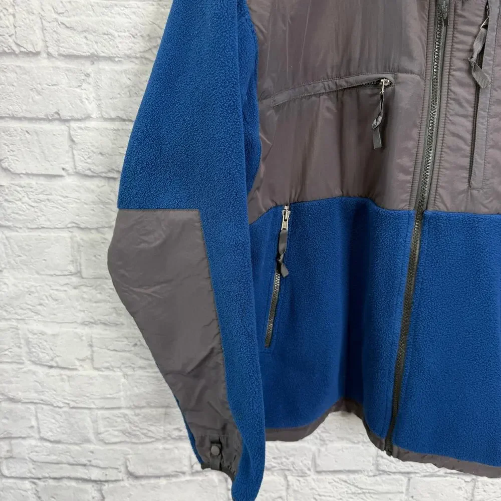 The North Face Denali Jacket Mens XL Royal Blue Gray Full Zip